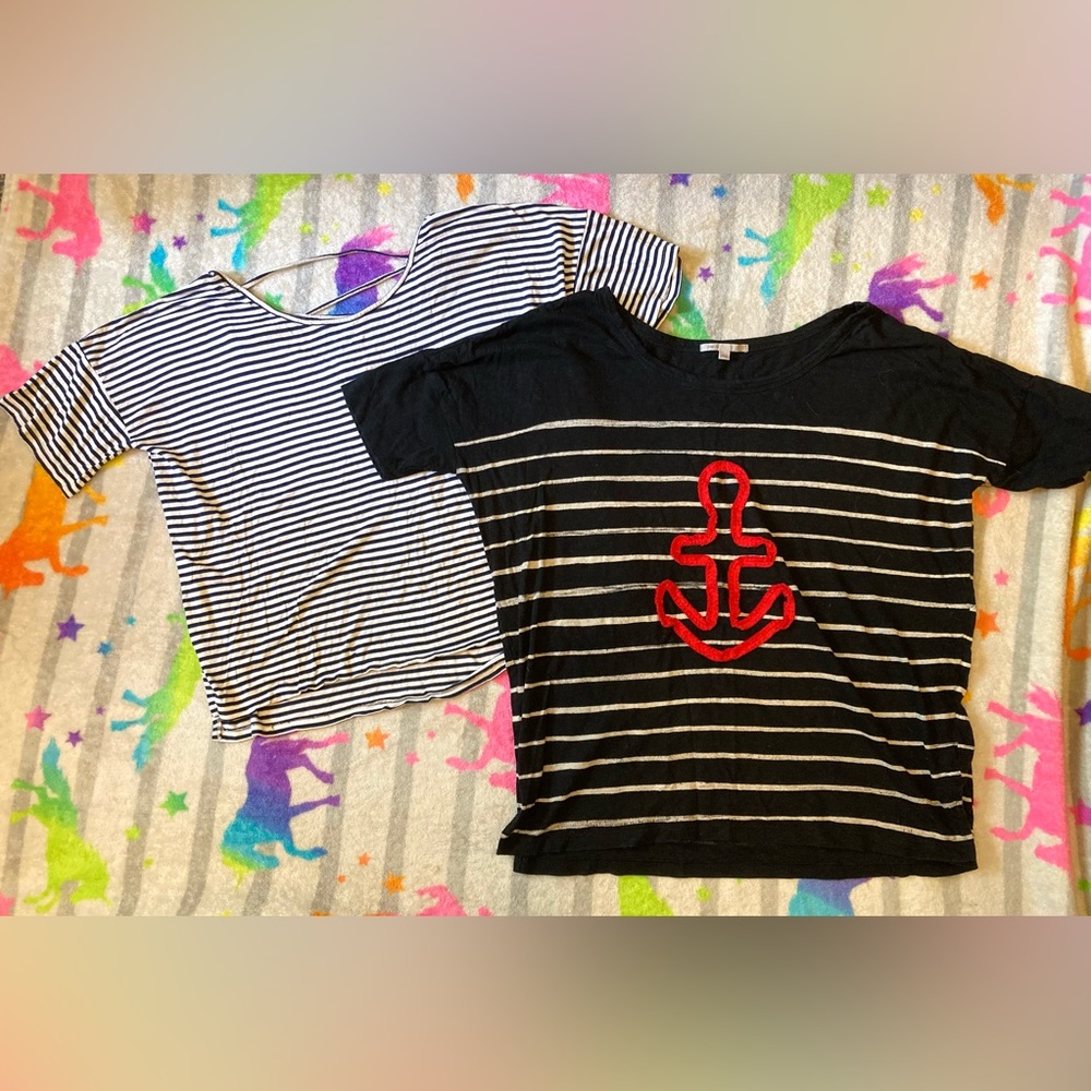 ⚓️ Bundle! 2 Short Sleeved Striped Nautical Shirts, Size Medium